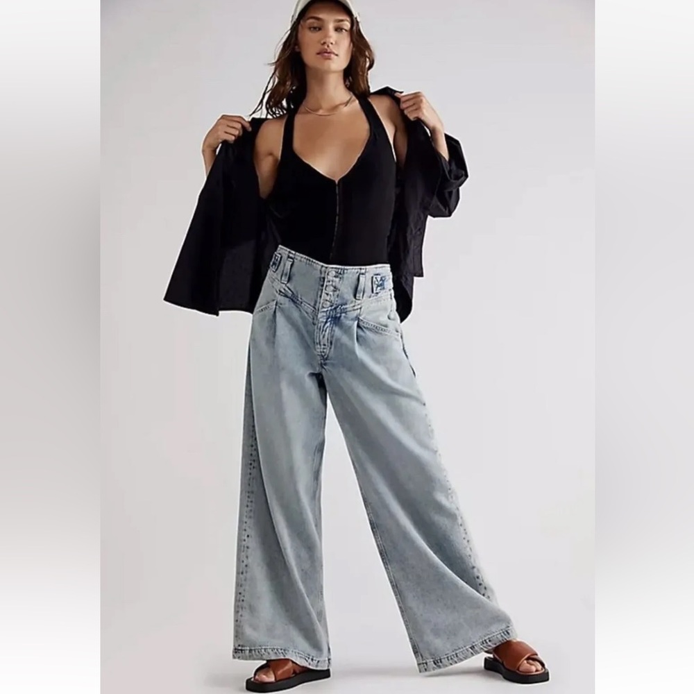 Free People We The Free Super Sweeper Wide Leg Jeans